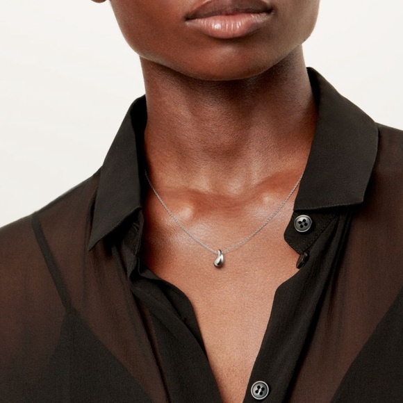 925 Sterling Silver Teardrop Ball Chain Necklace - Picture 6 of 7